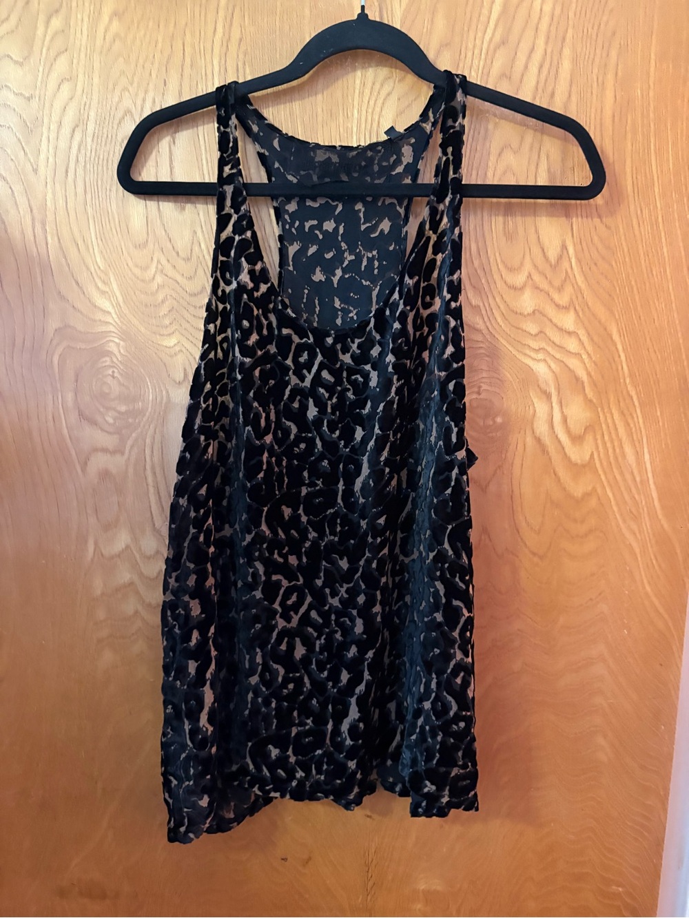 Reformation Black and Brown Leopard-Print Velvet Racerback Tank S